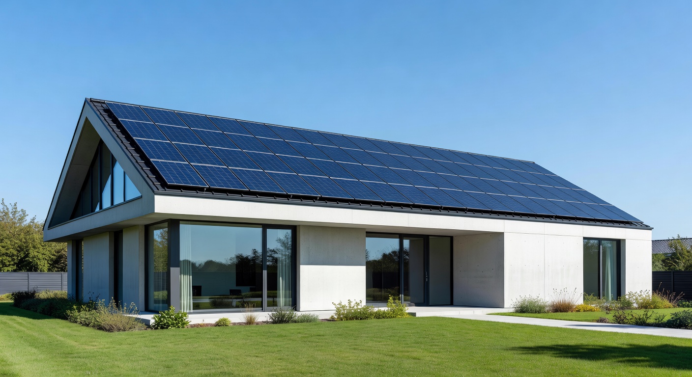 Photovoltaik-Anlage auf modernem Wohnhaus